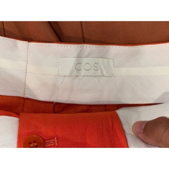 COS Shorts Womens Size 6 Coral Orange High Wasit 100% Linen cropped Pants - Picture 4 of 10